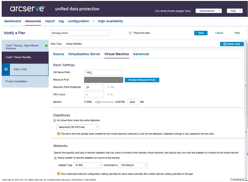 arcserve UDP screenshot VirtualStandby_Virtual Machine