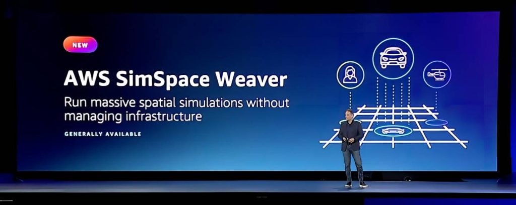 AWS SimSpace Weaver, un service très élastique pour conduire des simulations spatiales ultra complexes avec des millions d'éléments en déplacement et interagissant.