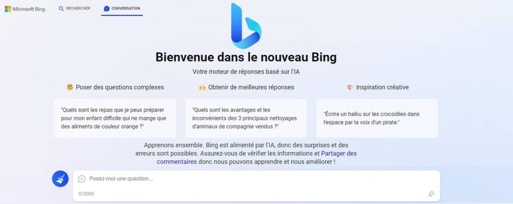 Microsoft répare - une petit peu - l'IA BIng