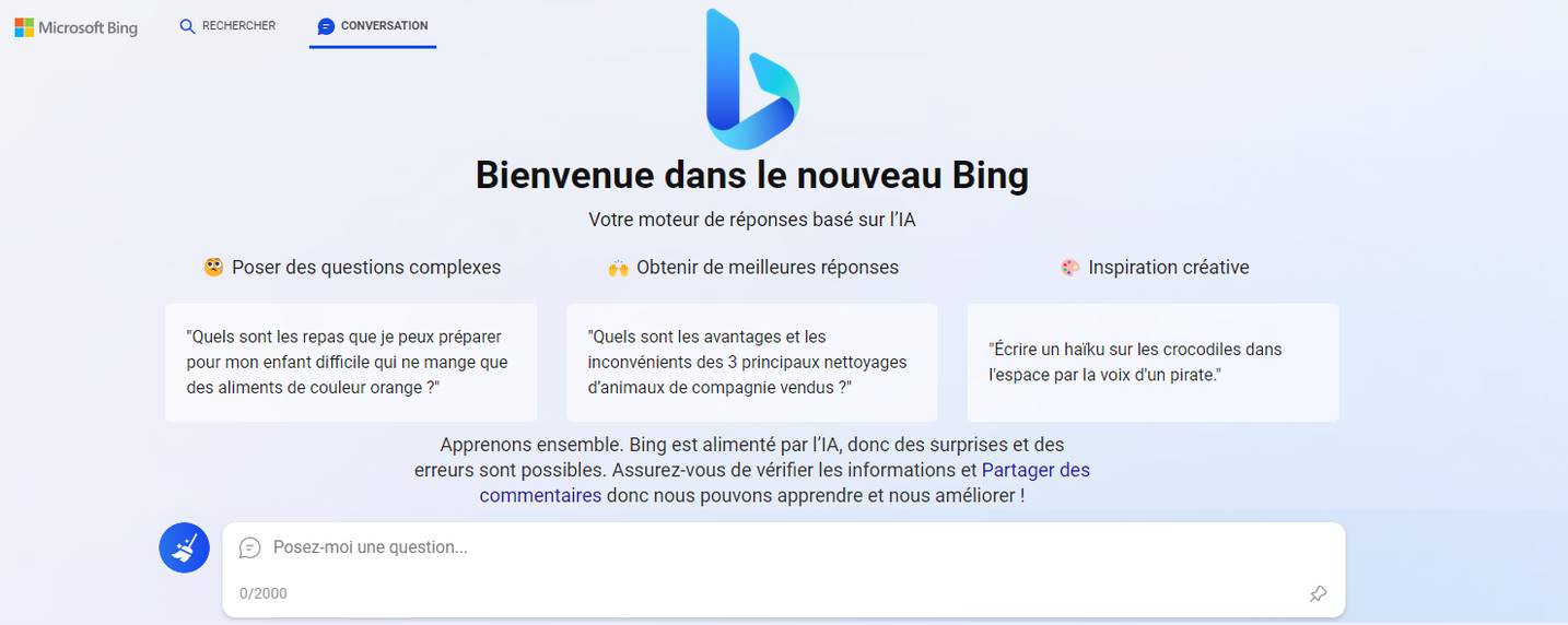 Microsoft répare - une petit peu - l'IA BIng