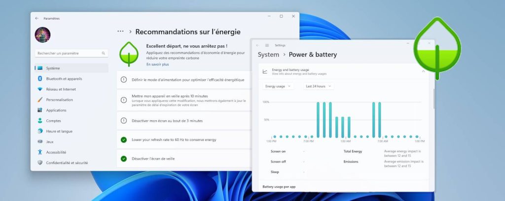 Windows 11 veut offrir toujours plus de moyens de surveillance des consommations énergétiques du système et de ses apps
