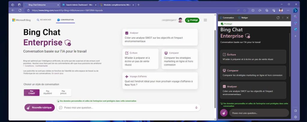 Bing Chat Entreprise et Edge for Business